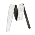 Moody 2.5" LEATHER BACKED GUITAR STRAP - WHITE/BLACK