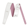 Moody 2.5" LEATHER BACKED GUITAR STRAP - WHITE/PINK