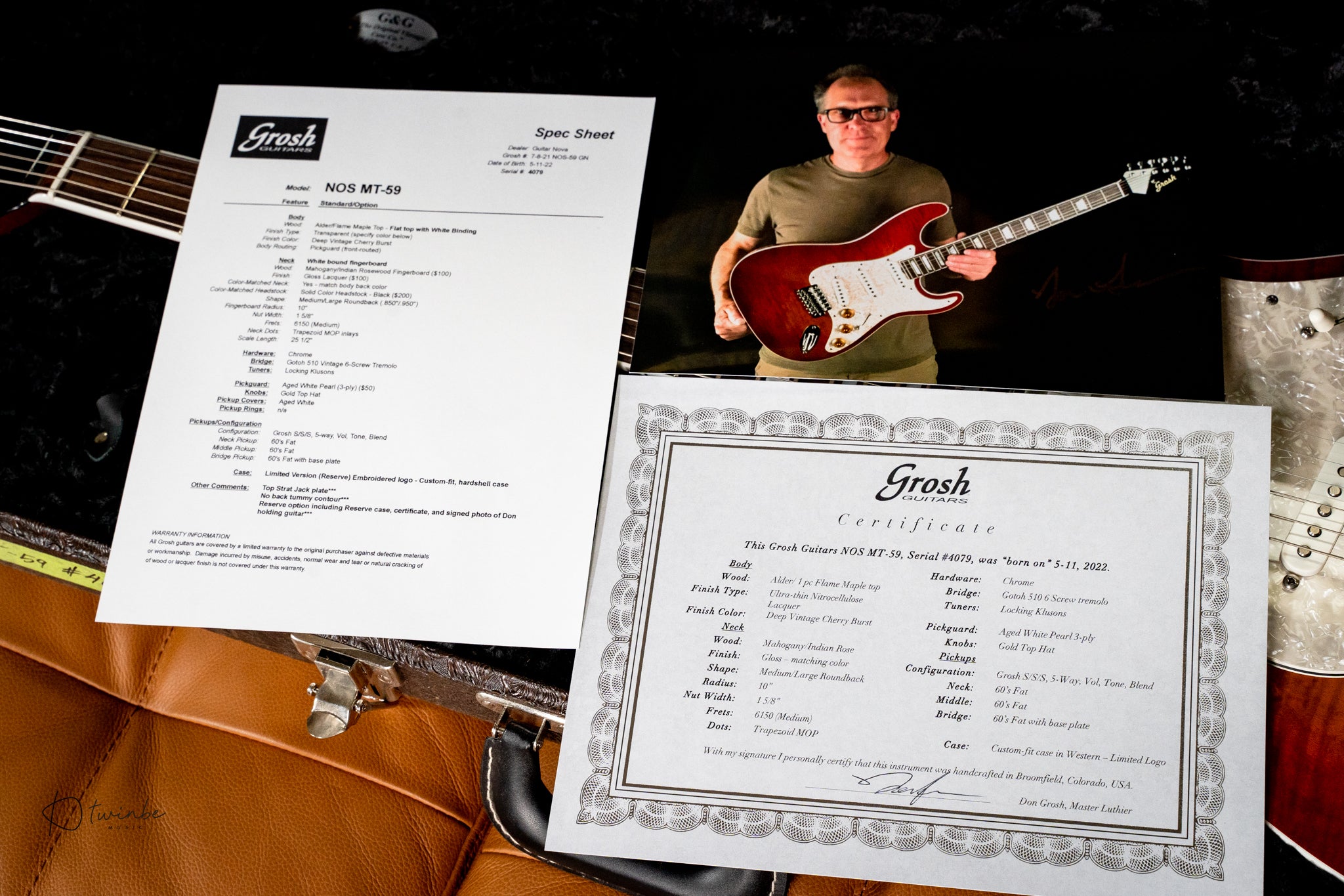 Don Grosh NOS MT-59 Retro Limited Edition "Hamilton Strat" Deep Vintage Cherry Burst