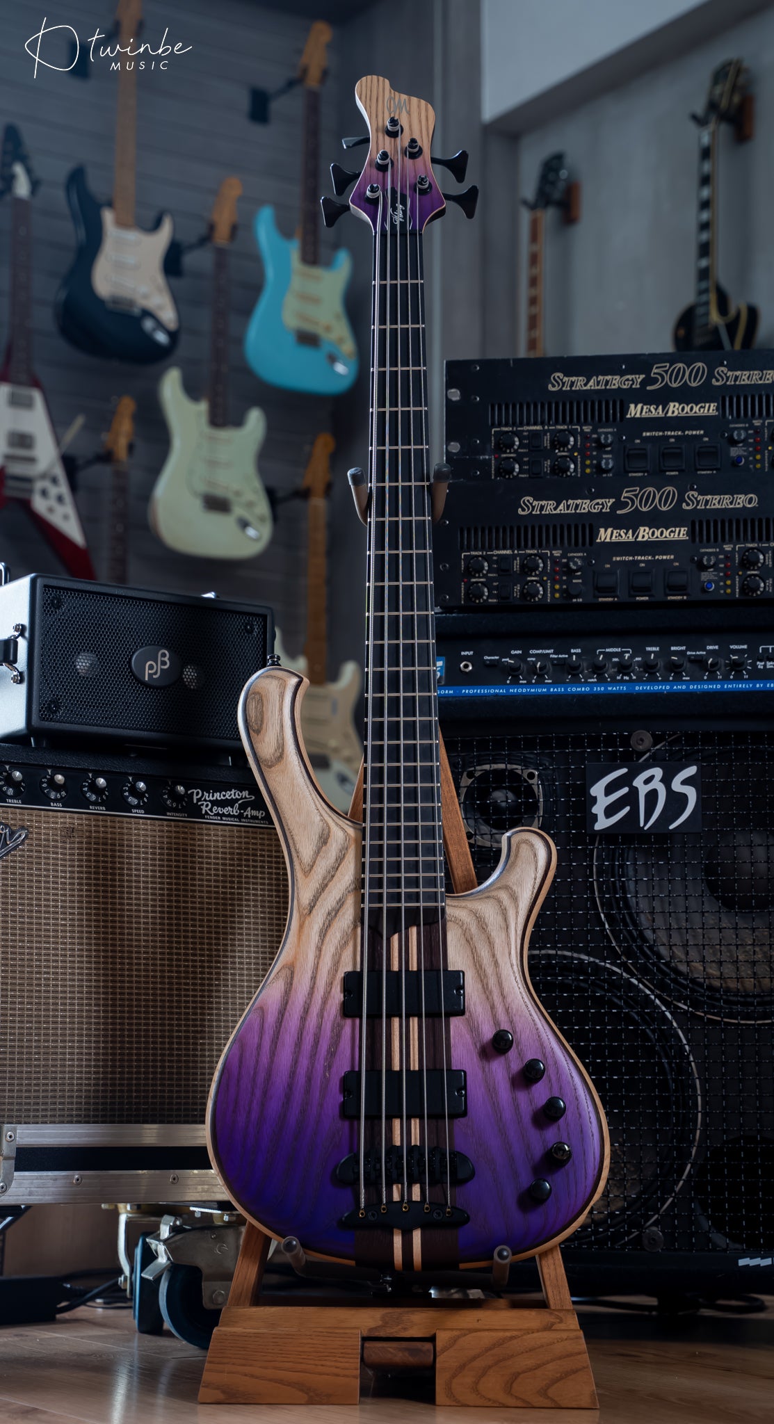 Mayones Viking 5 Strings Bass Transparent Dirty Ash Fade up violet