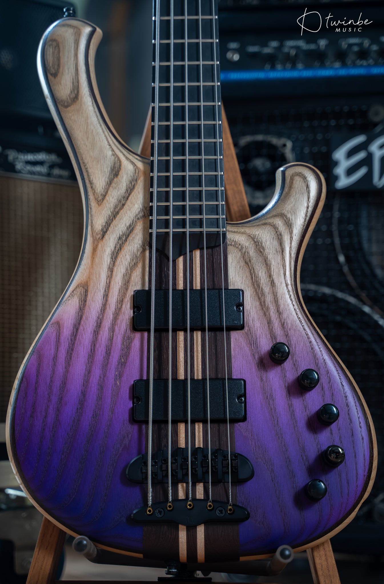 Mayones Viking 5 Strings Bass Transparent Dirty Ash Fade up violet