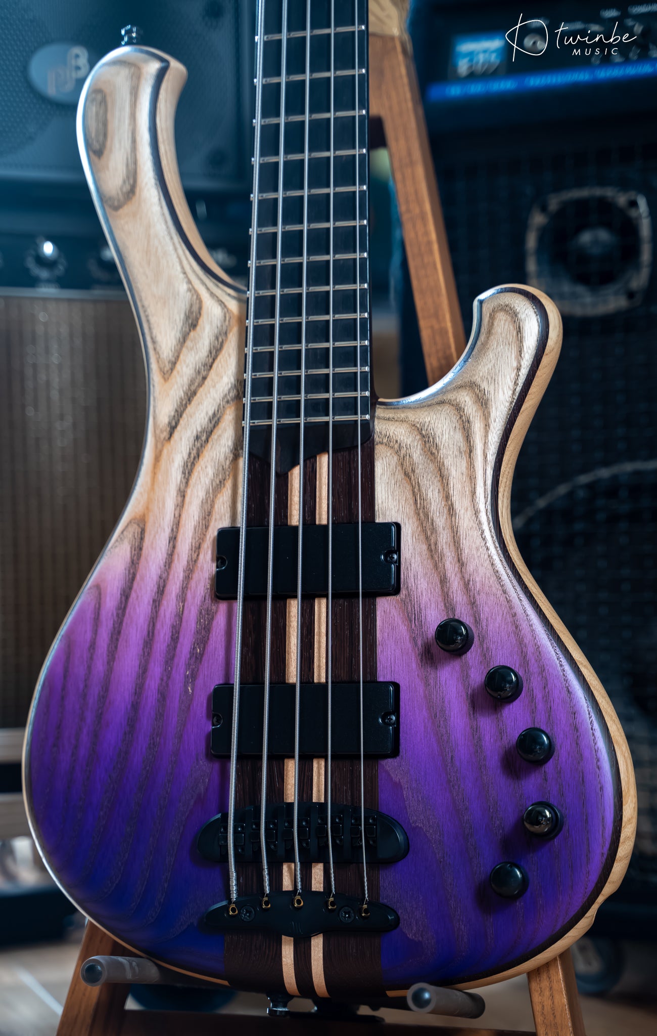 Mayones Viking 5 Strings Bass Transparent Dirty Ash Fade up violet