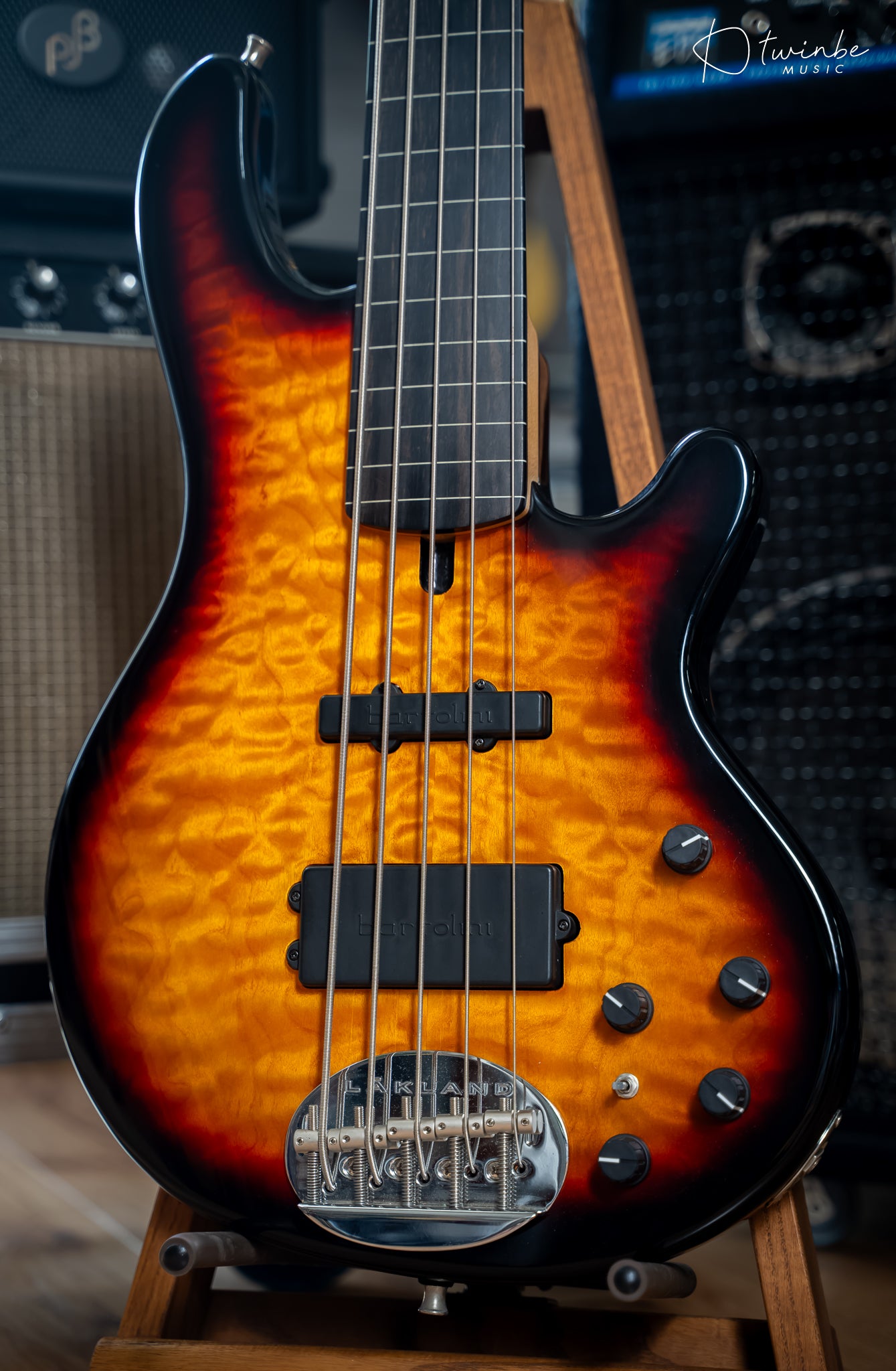 Lakland 55-02 Standard Sunburst Finish Ebony LIned Fretless