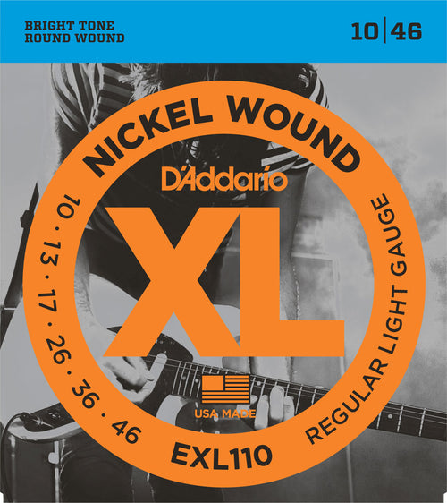D'Addario EXL Nickel Round Wound Electric Guitar Strings EXL110 Regular Light 10-46