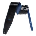 Moody 4.0" LEATHER BACKED GUITAR STRAP - BLACK/BLUE