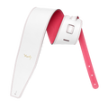 Moody 4.0" LEATHER BACKED GUITAR STRAP - WHITE/PINK