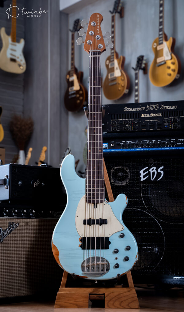 Lakland USA Classic 55-14 Aged Bass Guitar - Sonic Blue - Image 3