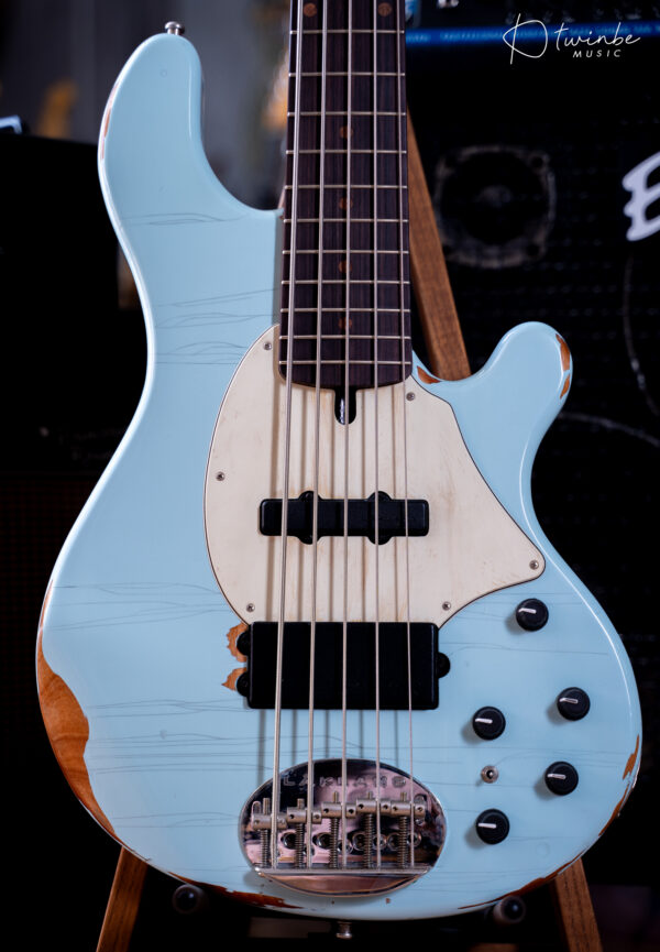 Lakland USA Classic 55-14 Aged Bass Guitar - Sonic Blue - Image 6