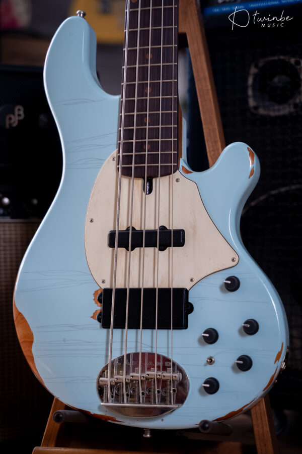 Lakland USA Classic 55-14 Aged Bass Guitar - Sonic Blue - Image 5