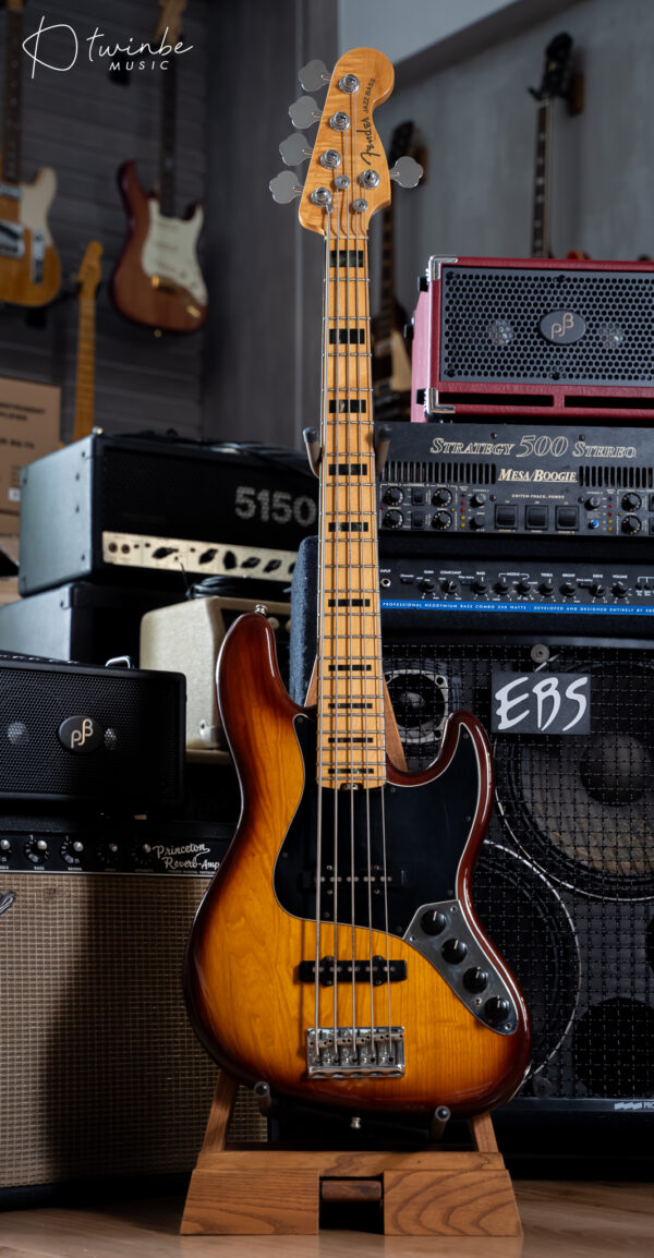 Fender American Elite Jazz Bass V - Ash - Tobacco Sunburst - Image 3