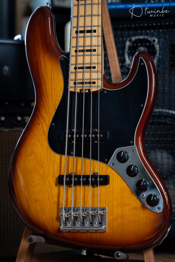 Fender American Elite Jazz Bass V - Ash - Tobacco Sunburst - Image 6