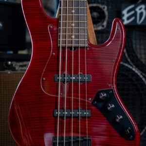 Kikuchi Guitars Custom Bass 5 Flame Maple Trans Red