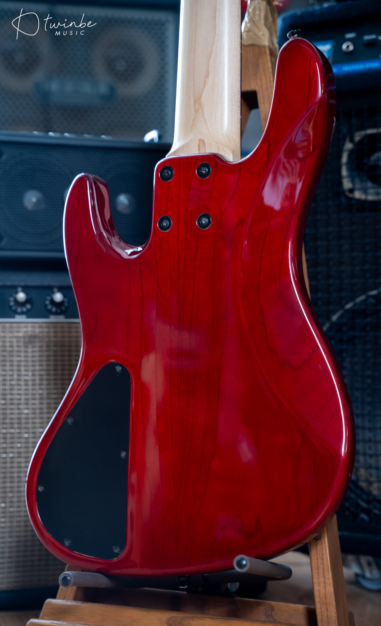 Kikuchi Guitars Custom Bass 5 Flame Maple Trans Red - Image 9