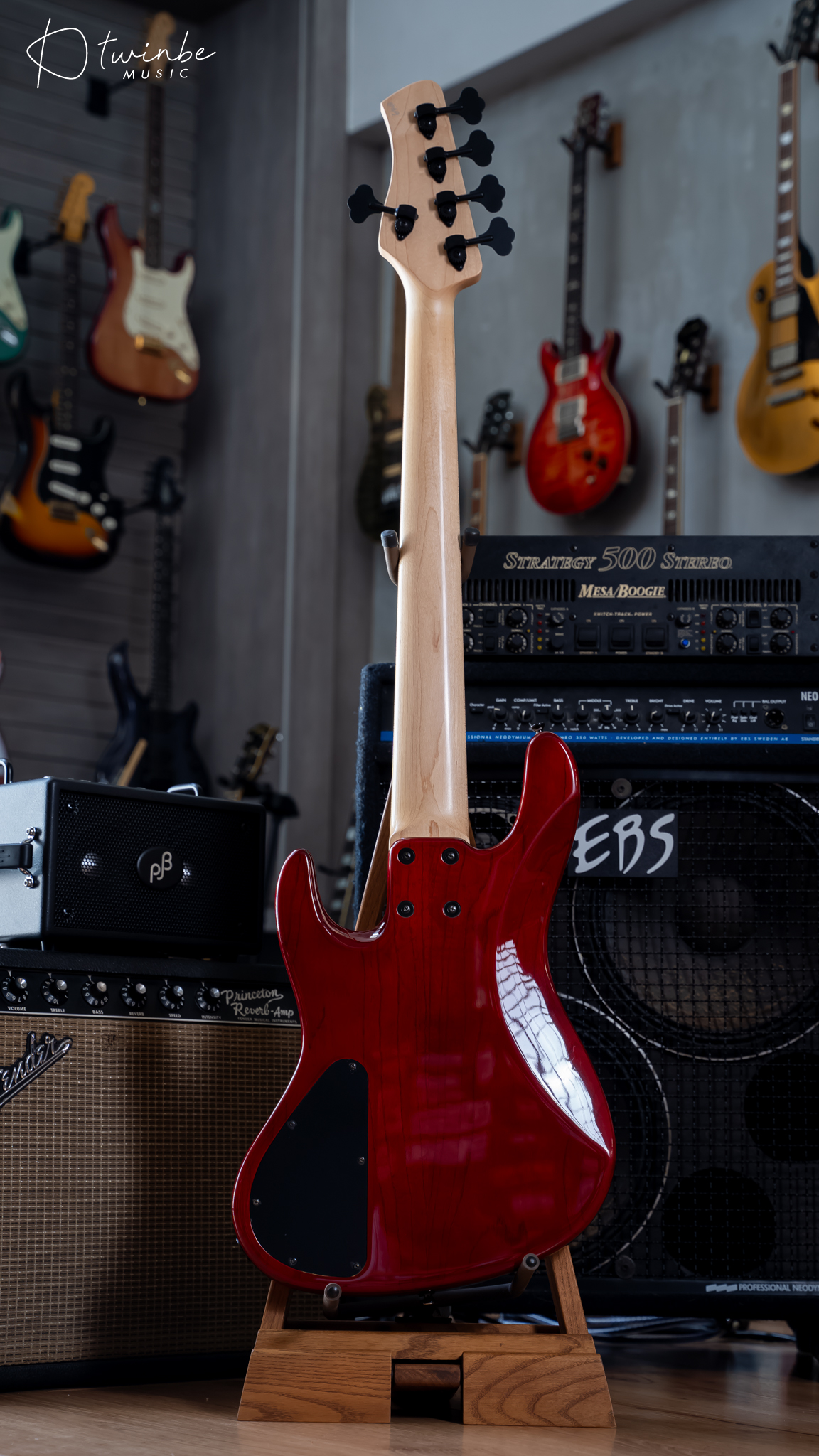 Kikuchi Guitars Custom Bass 5 Flame Maple Trans Red - Image 7