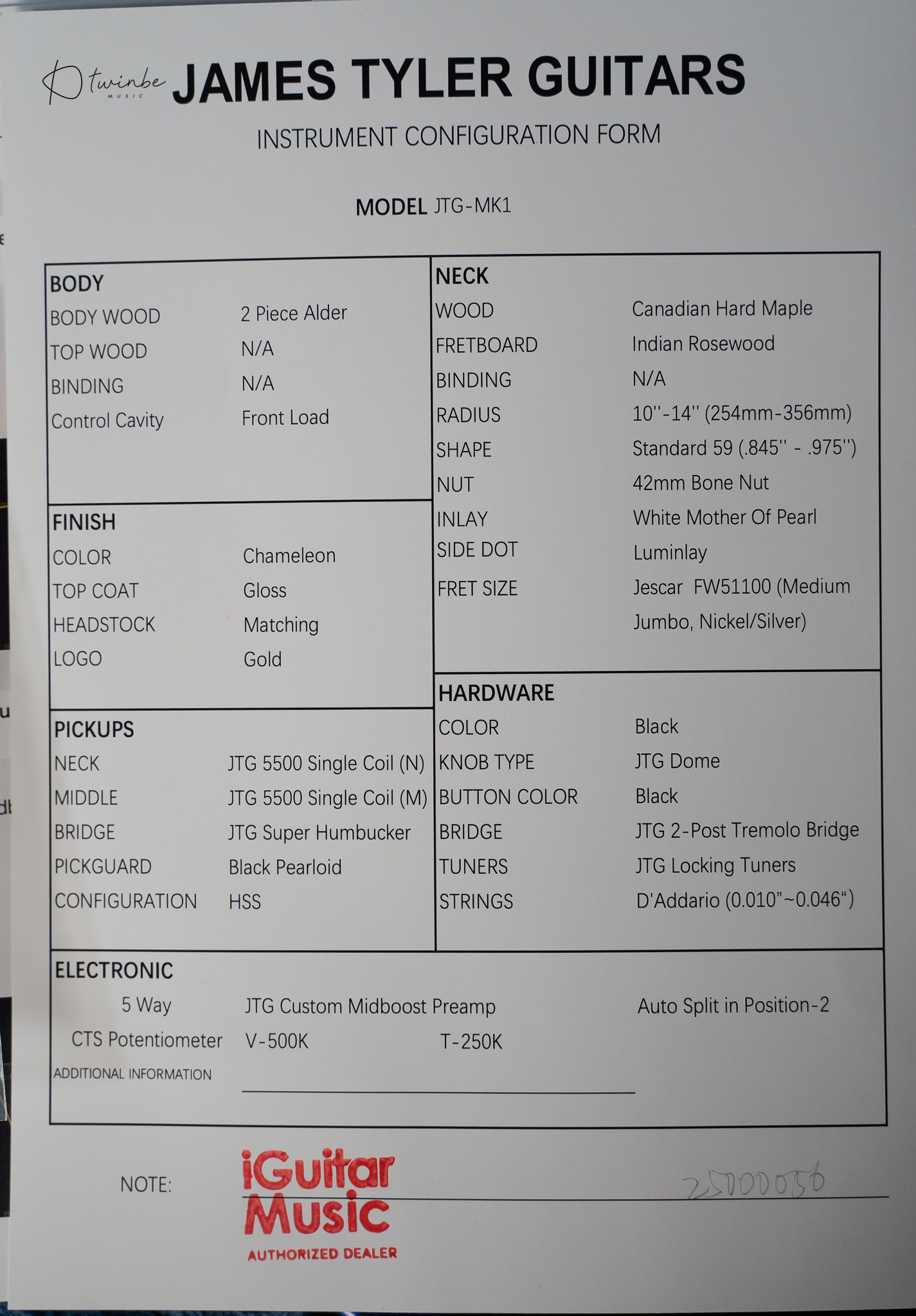 James Tyler JTG Series SE MK I in Chameleon - Image 9