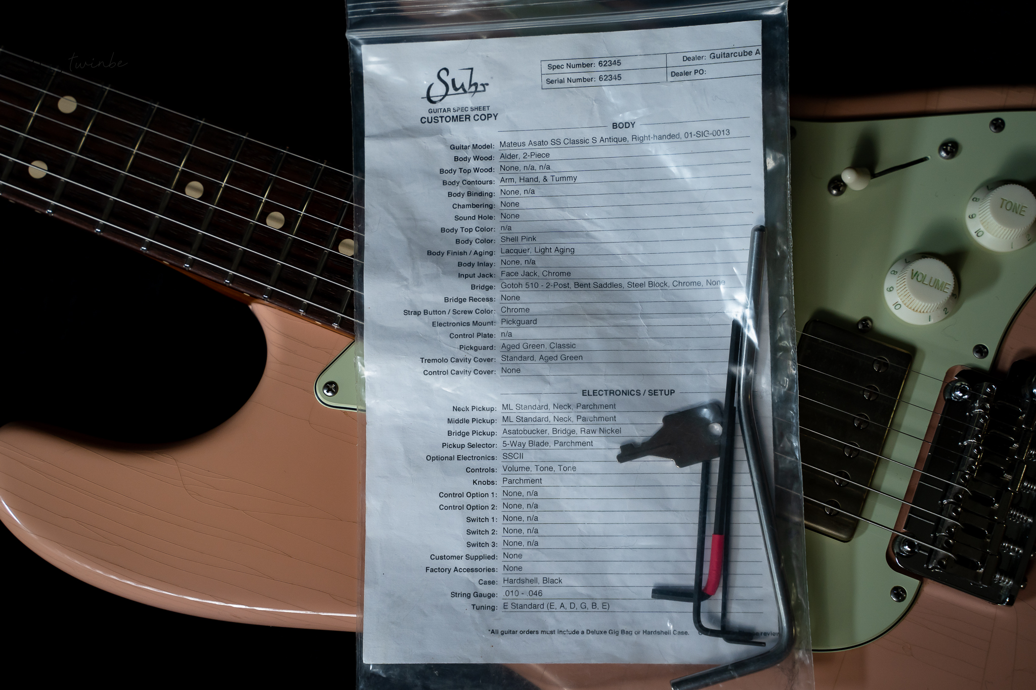 Suhr Mateus Asato Signature Series Classic Antique Shell Pink - Image 9