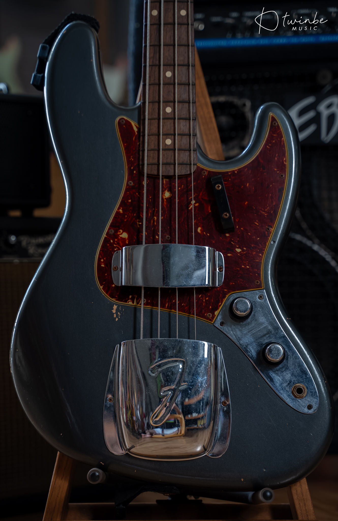 Fender Custom Shop ’60 Jazz Bass Relic Charcoal Frost Metallic - Image 5