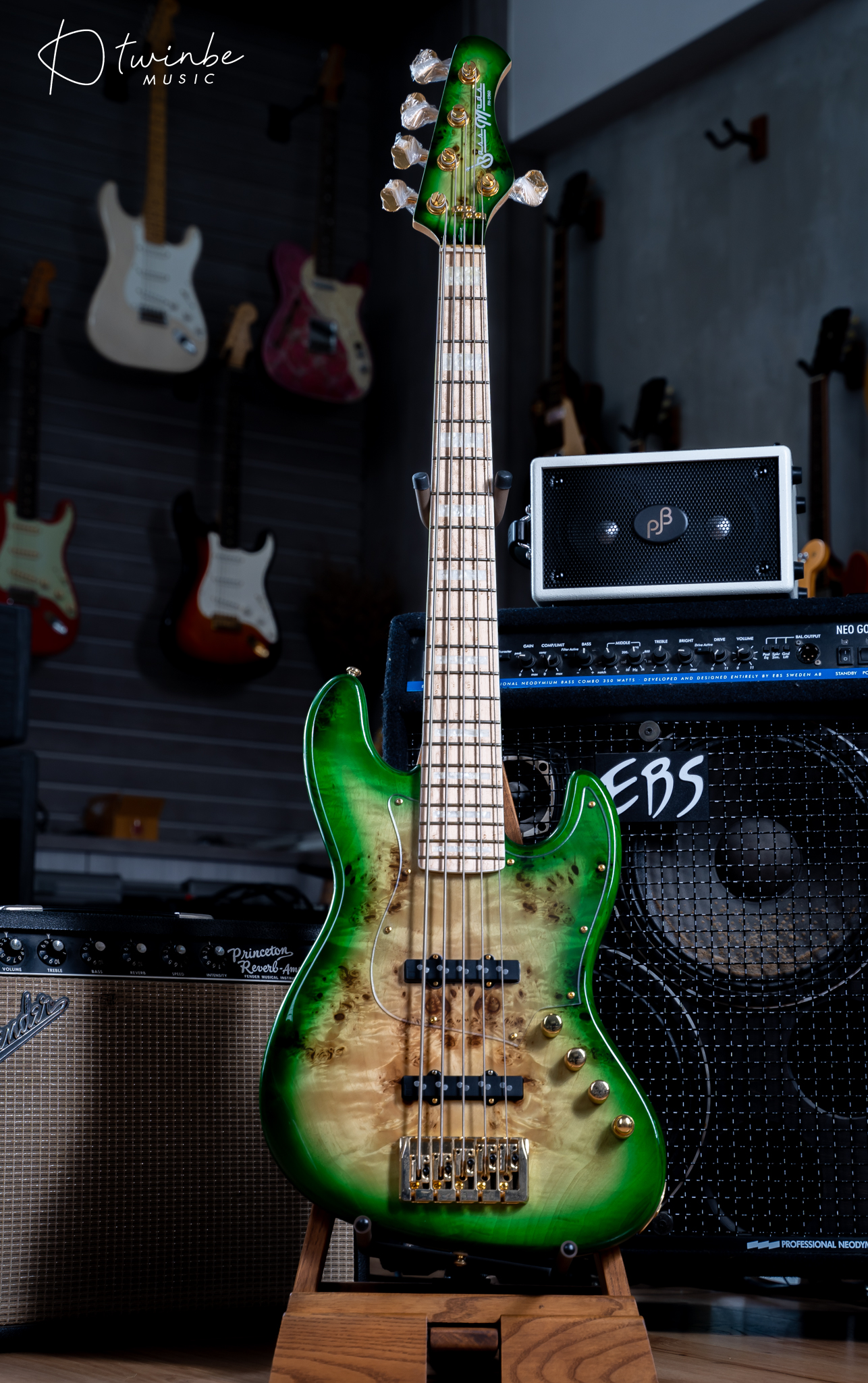 Bassmods Fred Hammond Signature Green Burl 5 Strings Bass - Image 3