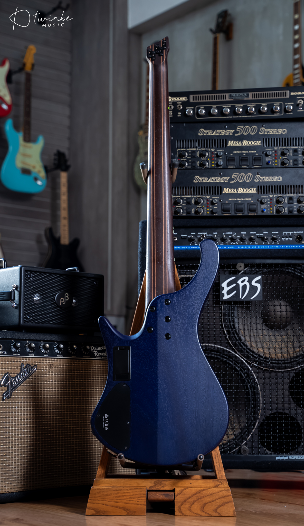 Ibanez EHB1505MS Headless 5 String Bass Pacific Blue Burst Flat - Image 6