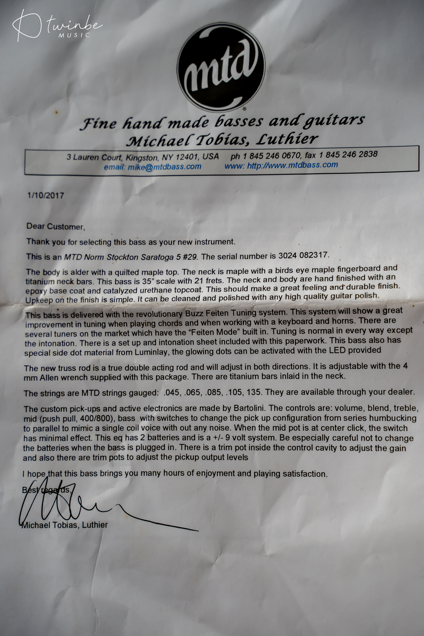 MTD Saratoga Norm Stockton Signature Bass USA - Image 11